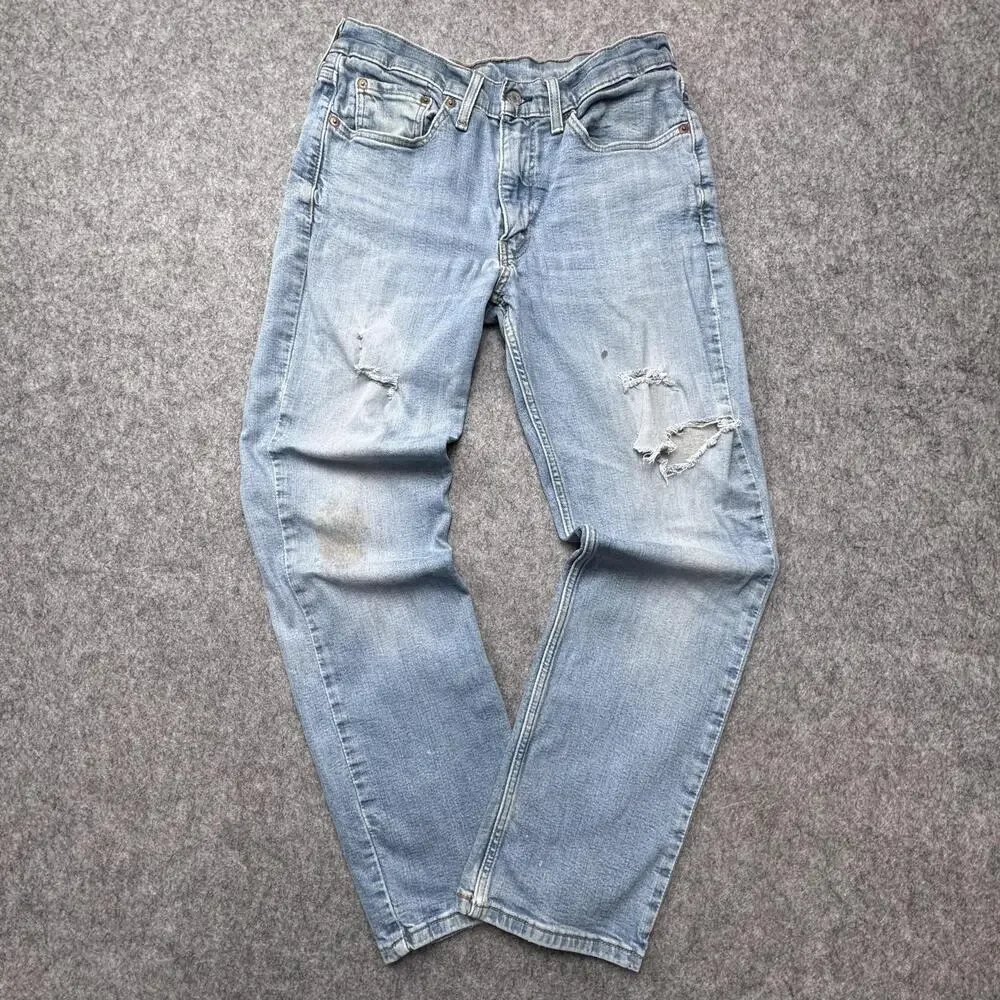 Levi's 514 Jeans Mens 32x30 Blue Ripped Distressed Straight Leg Denim Pants